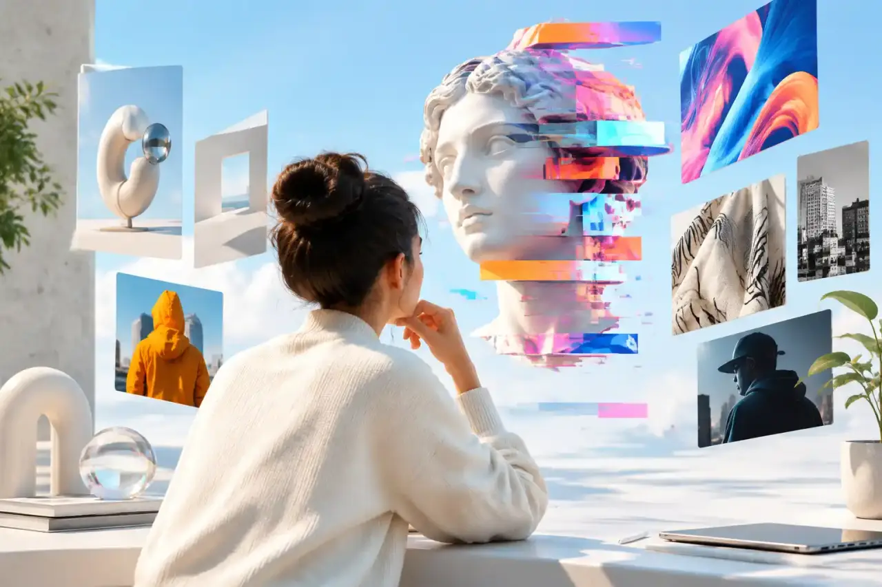 Composition abstraite en 3D illustrant les principes de l'art numérique contemporain