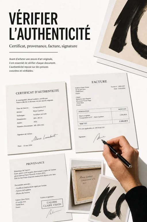 Que faut il verifier avant d acheter une oeuvre d art originale : certificat, facture et provenance