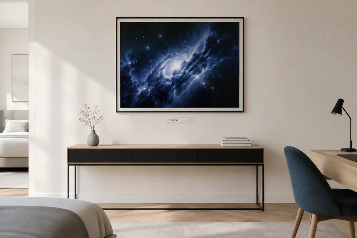 Tableau photographie spatial dans une chambre ou un bureau minimaliste