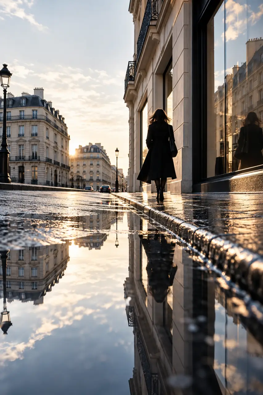 Liste thème photo avec rue, pluie, reflets et silhouettes