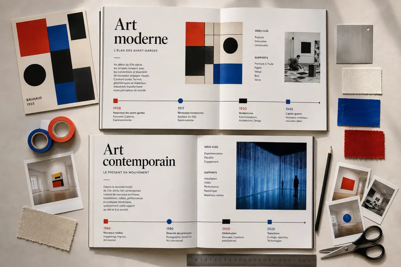 Art moderne et art contemporain : la frontière se lit dans les dates, les idées et les supports