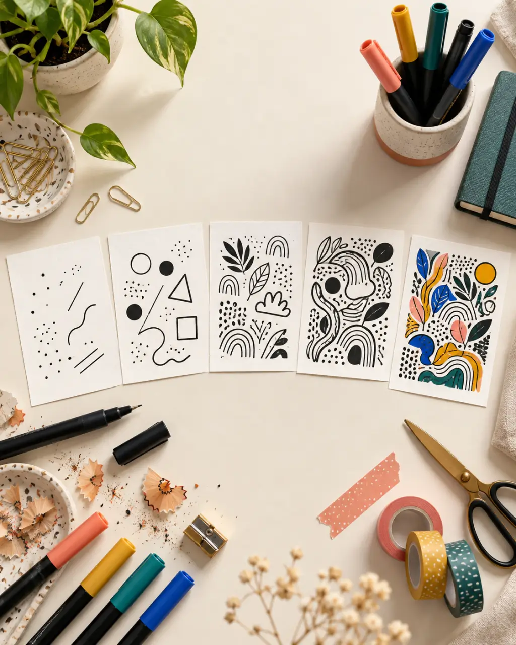 Doodle art : une première composition en 5 étapes, sans savoir dessiner