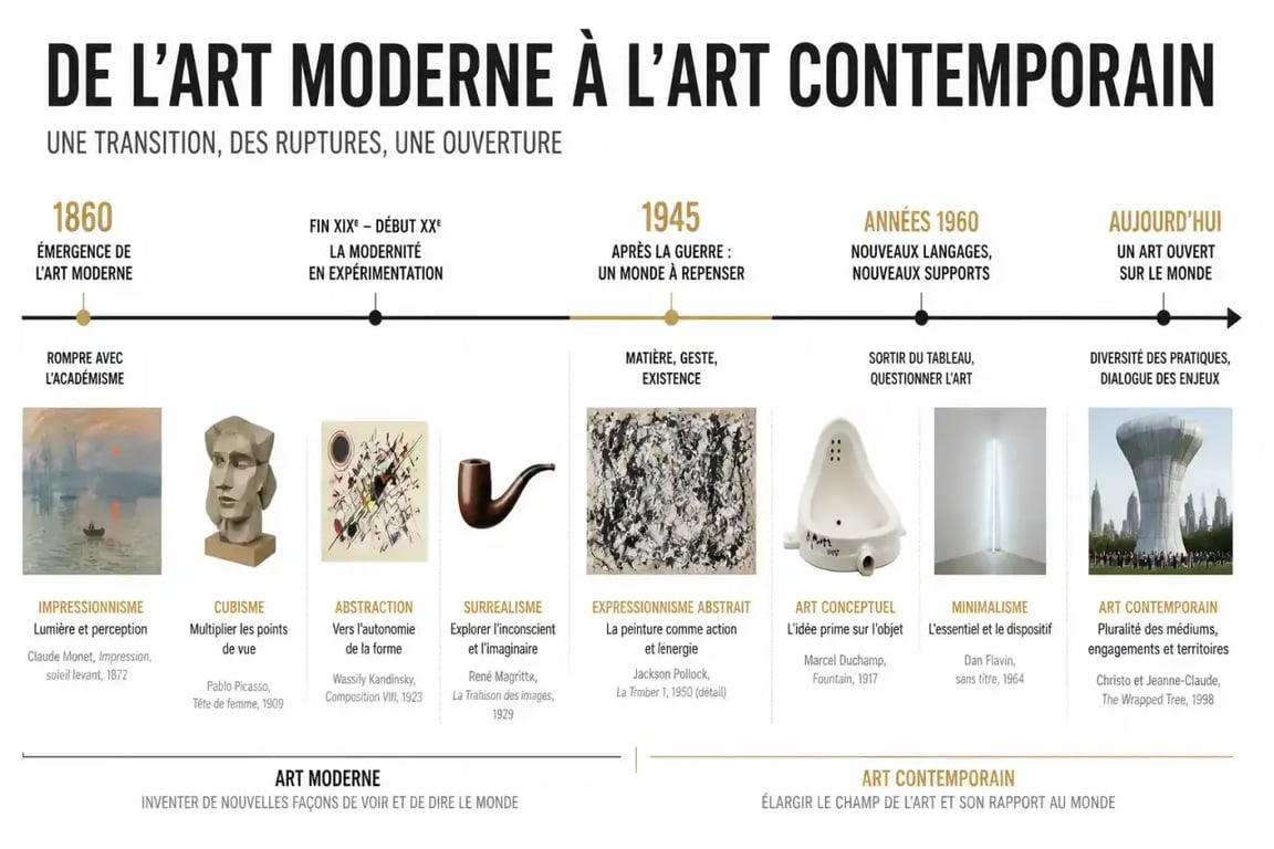 Art moderne et art contemporain : frise chronologique des repères et des bascules historiques