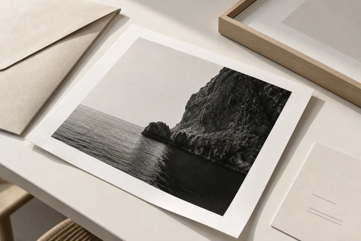 Tirage et certificat de photographie d’art contemporain montrant la matière et les éléments de provenance