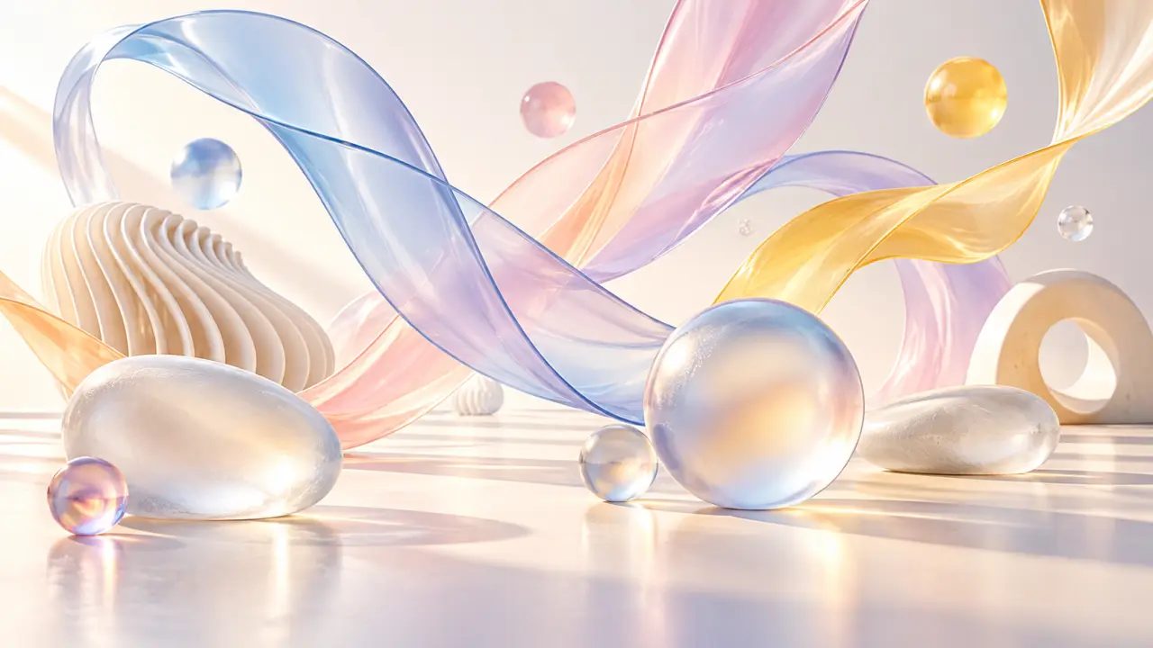Composition abstraite d’art génératif aux formes douces et aux couleurs pastel