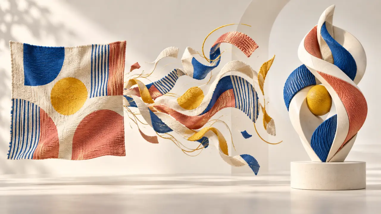 Transformation d'un motif textile en œuvre sculpturale contemporaine