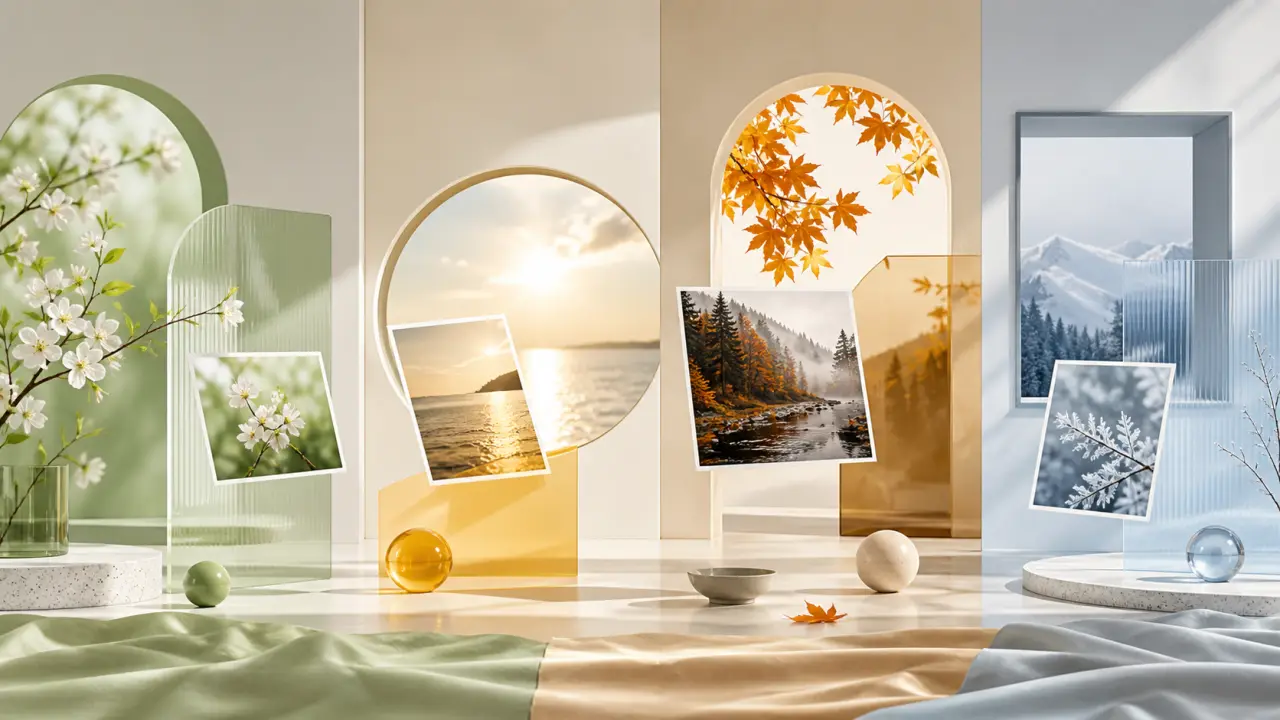 Composition 3D douce illustrant une photographie minimaliste aux couleurs pastel