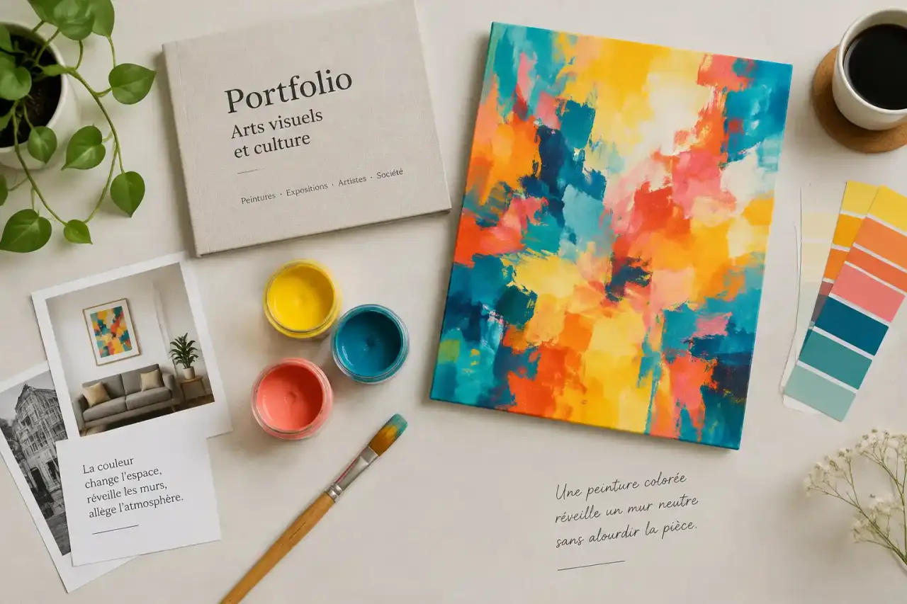 Une peinture colorée réveille un mur neutre sans alourdir la pièce