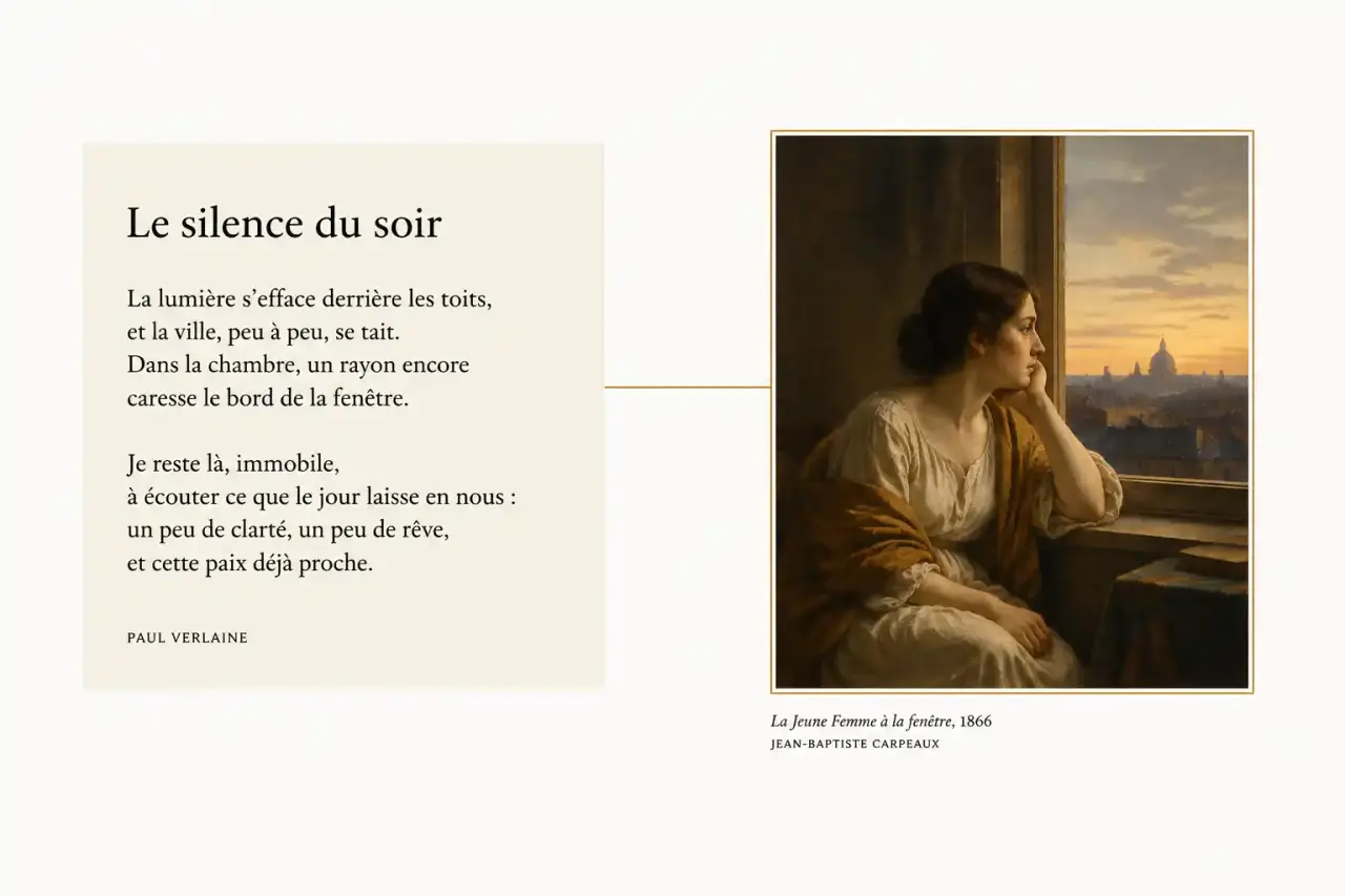 Principe de Texteimage : un extrait de texte littéraire mis en relation avec une œuvre d'art