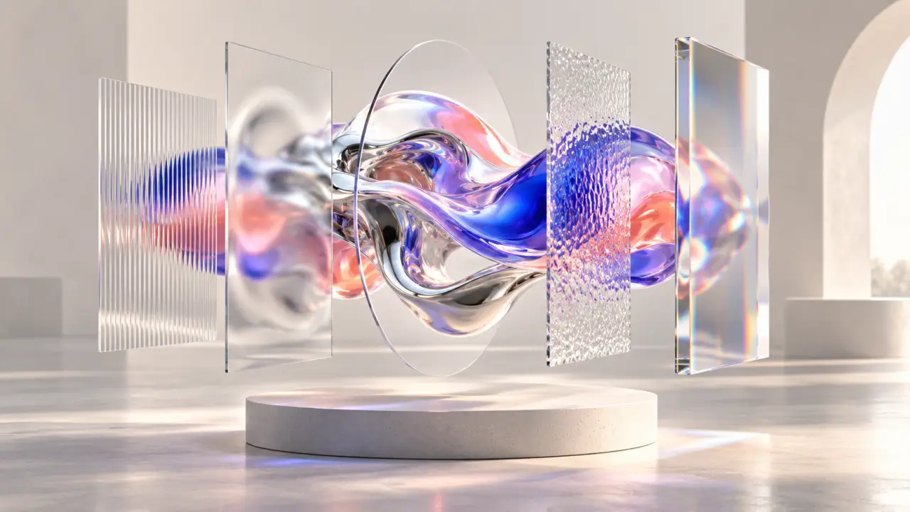 Composition abstraite en art numérique aux formes pastel et lumineuses